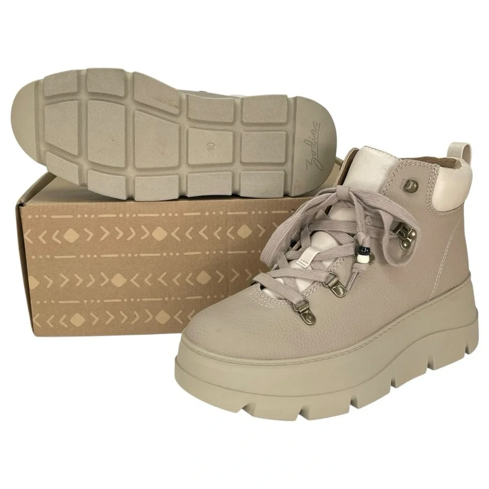 Zodiac Billie Tan Pebbled Faux Leather Lug Sole Womens Sneakers Size 10M - Picture 9 of 11